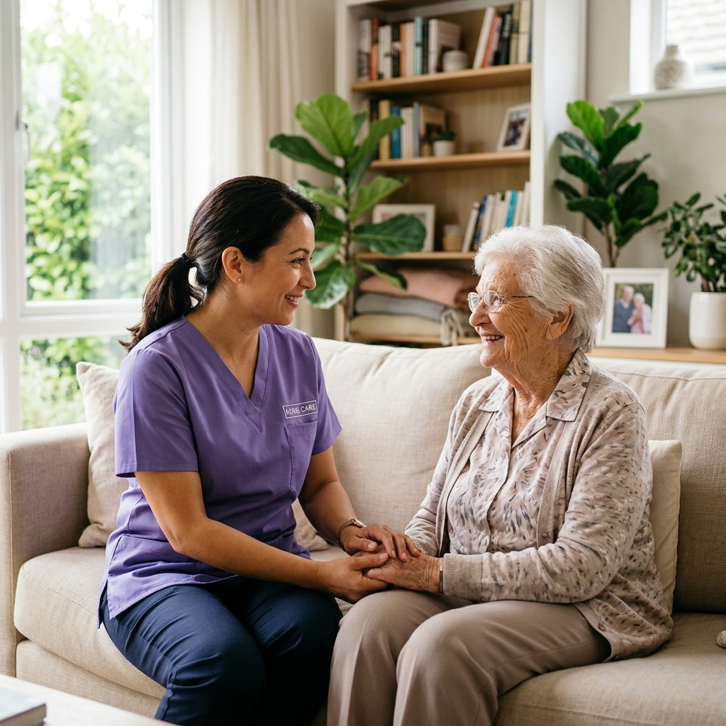 Healthcare professional providing care at home